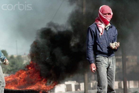25 Mar 1988, Hebron, West Bank --- Palestinian Stone Thrower --- Image by Peter Turnley/CORBIS