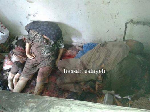 A picture of a whole family dead in Alshojaeya.. Photo via @GYBO